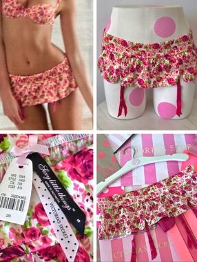 Victoria's Secret VTG Sexy Little Things Floral Ruffled Garter Skirt NWT HTF Y2K